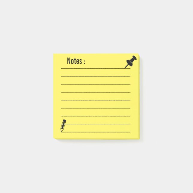 Personalisierte linierte Schulgelbe Post-it-Notize Post-it Klebezettel (Vorderseite)