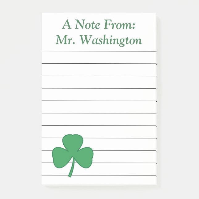 Personalisierte linierte Shamrock-Post-it-Notes Post-it Klebezettel (Vorderseite)
