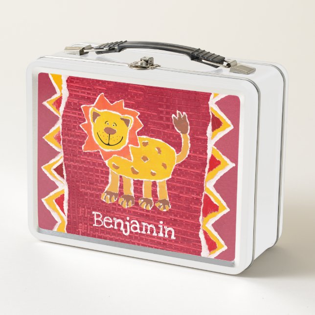 Personalisierte Lion Collage Print Lunch Box (Vorderseite)