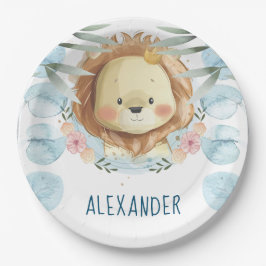 Personalisierte Lion Illustration Pappteller