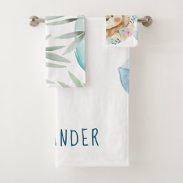 Personalisierte Lion Wasserfarbe Badhandtuch Set