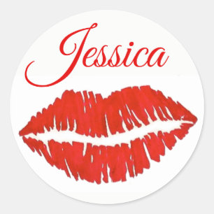 Personalisierte Lippen Lipstick Kiss Print Liebe Runder Aufkleber