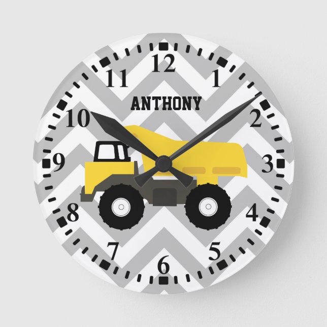 Personalisierte LKW-Schubkarren Runde Wanduhr (Vorderseite)