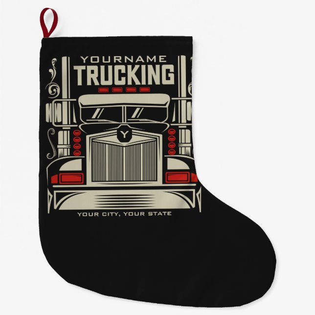 Personalisierte LKWing 18 Rad BIG RIG LKW Großer Weihnachtsstrumpf (Vorderseite)
