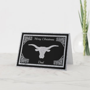 PERSONALISIERTE LONGHORN-STIER-SILHOUETTE FEIERTAGSKARTE