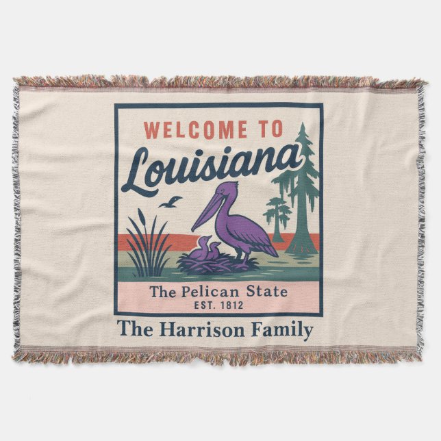 Personalisierte Louisiana-Wurfdecke Decke (Vorderseite)