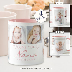 Personalisierte LOVE YOU NANA 4 Foto Rosa Tasse