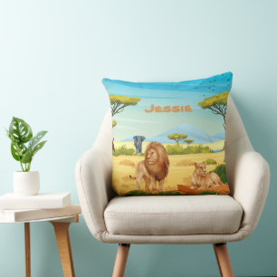 Personalisierte Löwen auf der Savannah Kissen