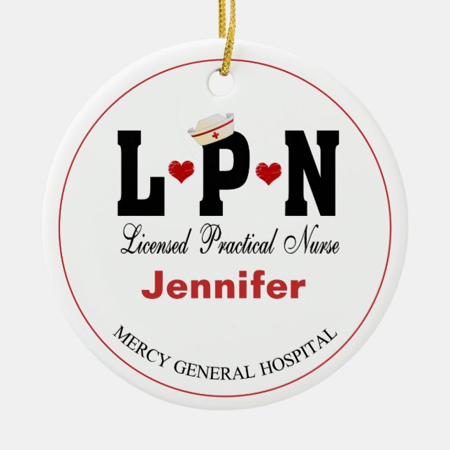 Personalisierte LPN Keramik Weihnachten Ornament (Vorne)