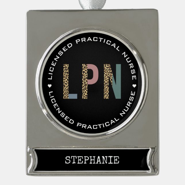 Personalisierte LPN lizenzierte Krankenversicherun Banner-Ornament Silber (Vorderseite)