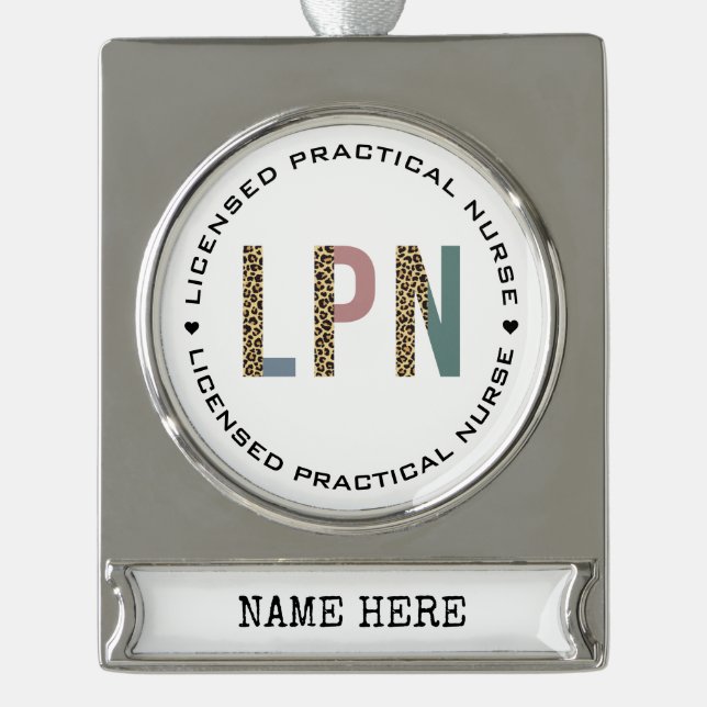 Personalisierte LPN lizenzierte Krankenversicherun Banner-Ornament Silber (Vorderseite)