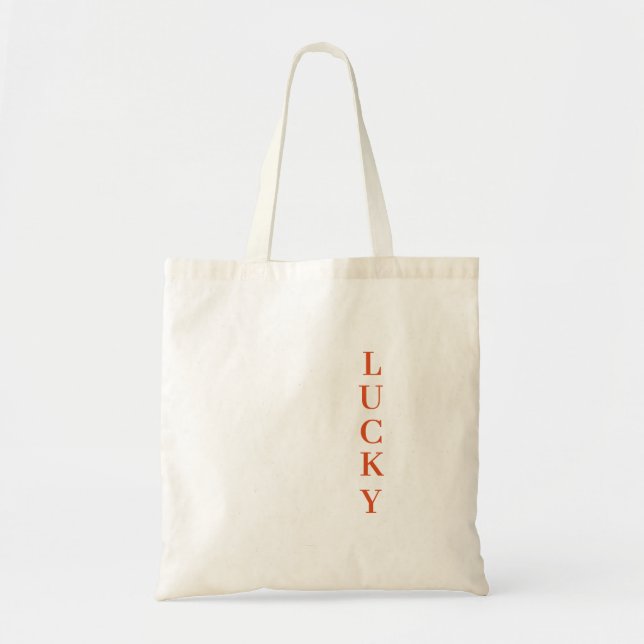 Personalisierte LUCKY Typografie Text  Tragetasche (Vorne)