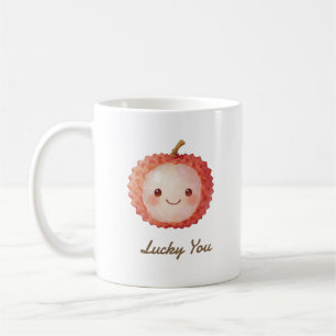 Personalisierte Lucky You Litschi Süße Wasserfarbe Kaffeetasse