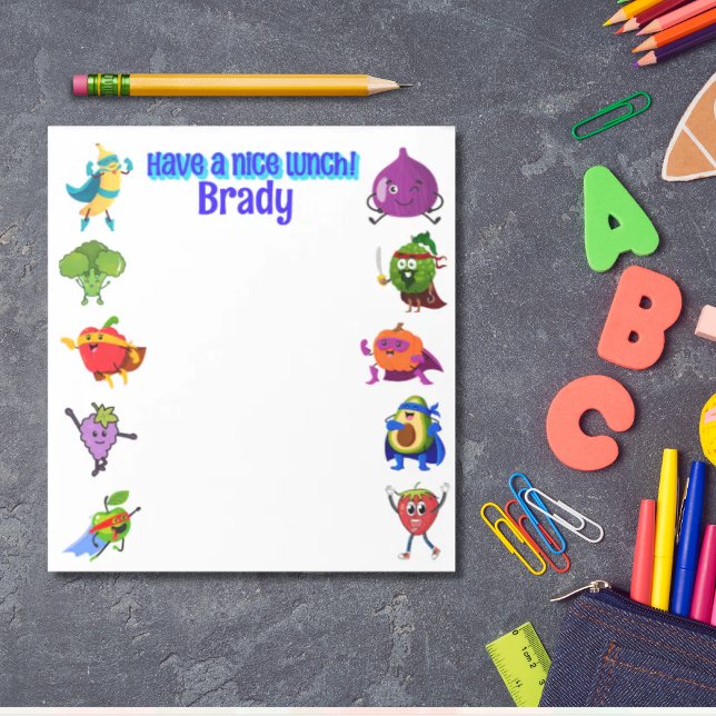 Personalisierte Lunchbox Liebe Name Lebensmittelsu Notizblock (Personalized back to school lunchbox love note  )