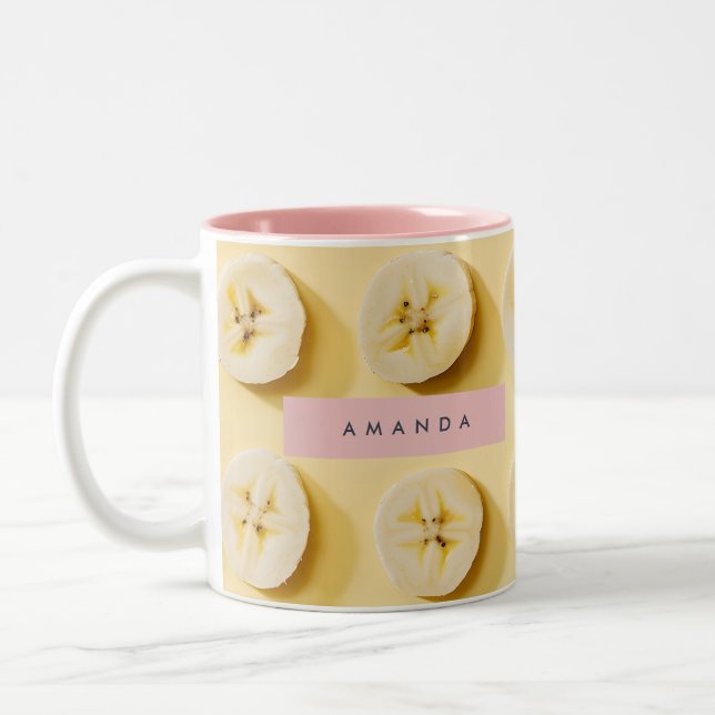 Personalisierte lustige Bananenscheibe Gelb Zweifarbige Tasse (Links)