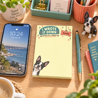Personalisierte lustige Boston Terrier Retro Post-it Klebezettel