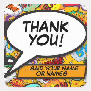 Personalisierte lustige bunte Danke-Sprache-Sprech Quadratischer Aufkleber