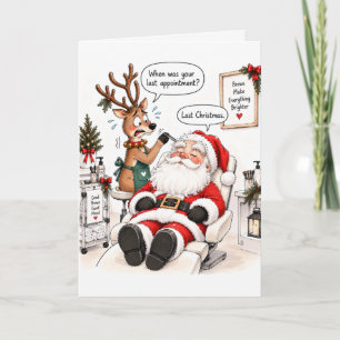Personalisierte lustige Friseurin Weihnachtskarte Feiertagskarte
