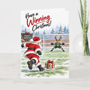 Personalisierte lustige Fußball-Weihnachtskarte Feiertagskarte