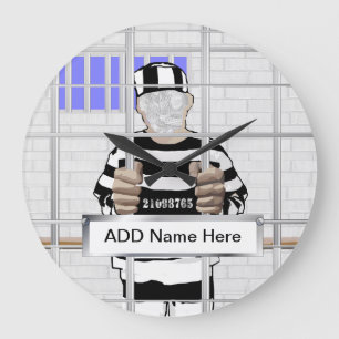 Personalisierte lustige Gesicht Convictschablone Große Wanduhr