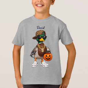 Personalisierte lustige Halloween Stockente Leopar T-Shirt