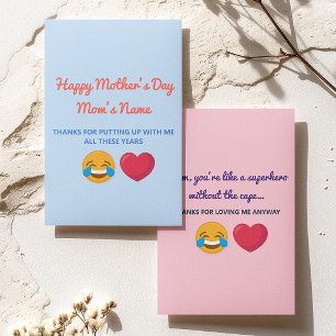 Personalisierte lustige Happy Mothers Day-Grüße Karte