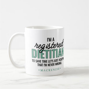 Personalisierte lustige RD-Diätassistenten-Geschen Kaffeetasse