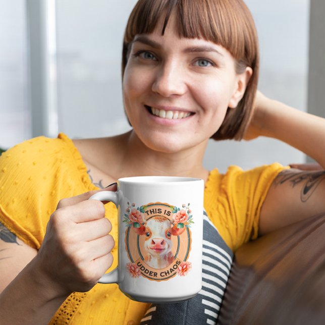 Personalisierte lustige "This is Udder Chaos" Kuh- Kaffeetasse (Von Creator hochgeladen)