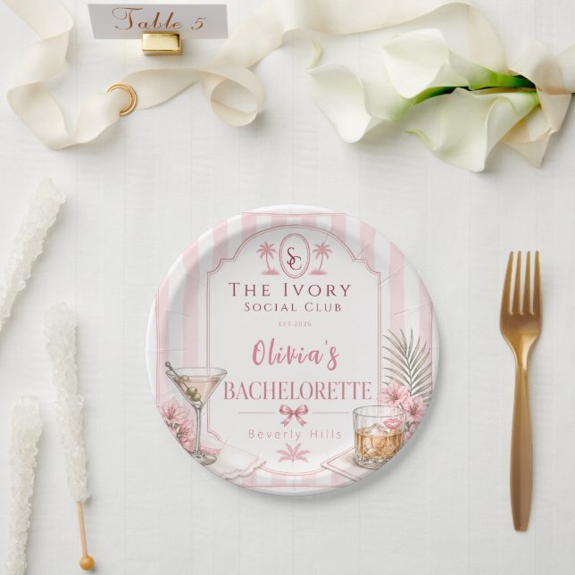 personalisierte Lux Rosa Junggesellinnenabschied B Pappteller (Hochzeit)