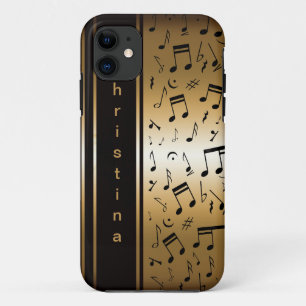 Personalisierte Luxus-Gold- und Black-Musiknoten Case-Mate iPhone Hülle