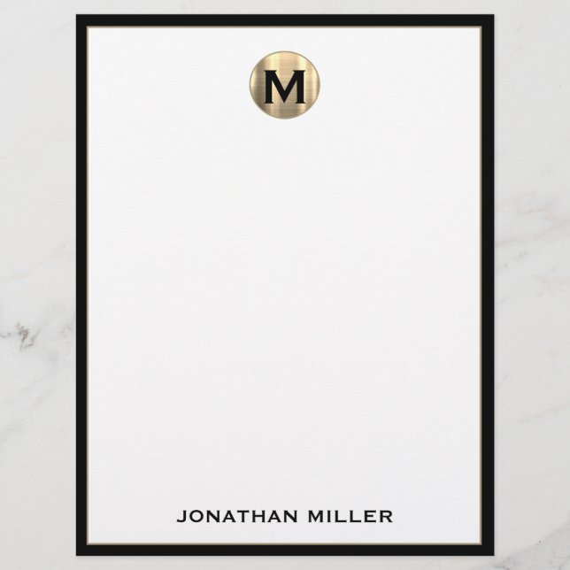 Personalisierte Luxus Monogram Letterhead mit Name Briefbogen (Vorderseite)