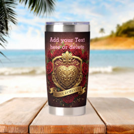 Personalisierte Luxus-Valentinstag-Gold-Herz-Rose Thermobecher