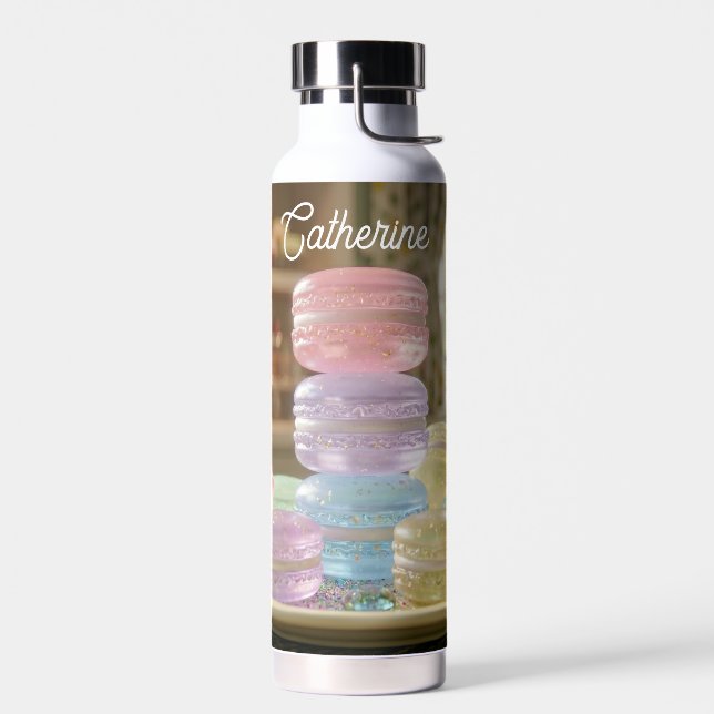 Personalisierte Macaron-Kekse aus Pastellglas  Trinkflasche (Links)