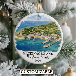 Personalisierte Mackinac Island, Maßgeschneidert M Keramik Ornament