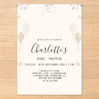 Personalisierte Mädchen-Baby-Party-Acryleinladung Acryleinladungen