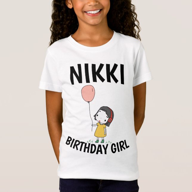 PERSONALISIERTE MÄDCHEN BIRTHDAY MÄDCHEN T - SHIRT (Vorderseite)