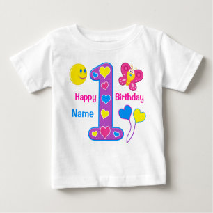 Personalisierte Mädchen-erstes Geburtstags-Shirt, Baby T-shirt