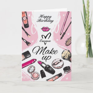 Personalisierte Mädchen-Make-up-Geburtstagskarte Karte