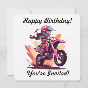 Personalisierte Mädchen-Motocross-Einladung Einladung