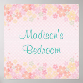 Personalisierte Mädchen Name Blue Pink Moderne Gir Poster