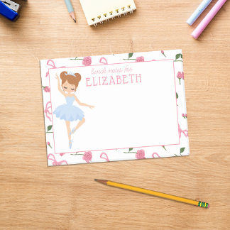 Personalisierte Mädchen-Wasserfarben-Ballerina-Kin Post-it Klebezettel