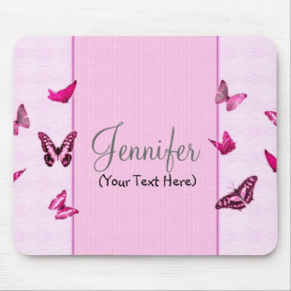 Personalisierte Mädchenhafte Rosa Schmetterlinge Mousepad