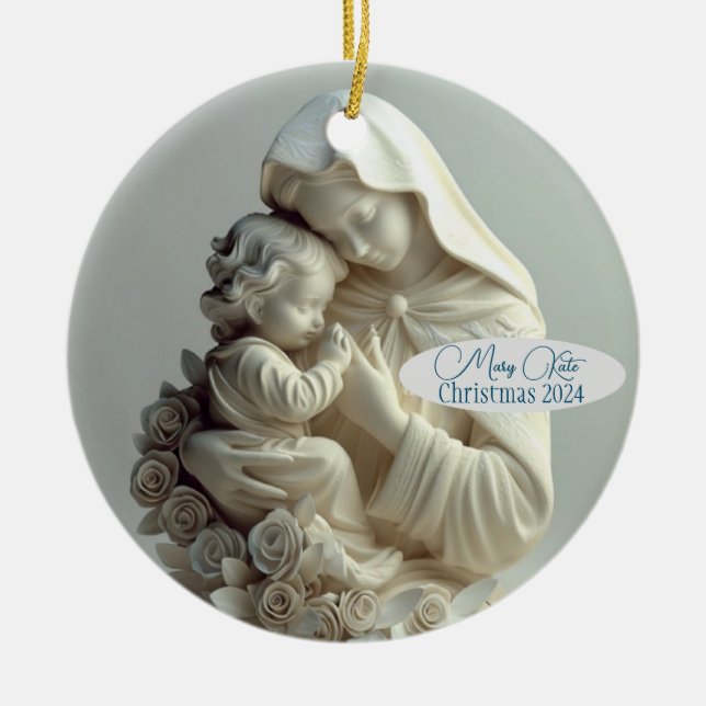 Personalisierte Madonna mit Kind Keramik Ornament (Vorne)