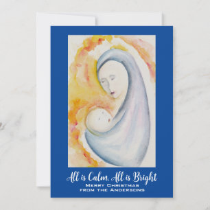 Personalisierte Madonna und Kinderfarbe Feiertagskarte