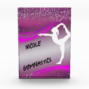 Personalisierte Magenta-Turnerin-Silhouette Fotoblock