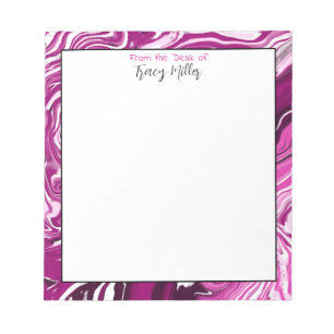 Personalisierte Magenta und rosa Marmorflüssigkeit Notizblock