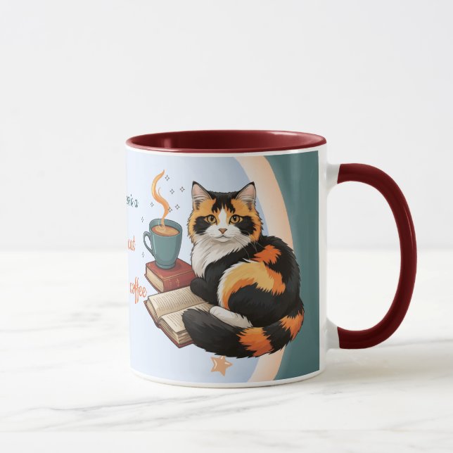Personalisierte Magische Blaugrüne Dreifarbenkatze Tasse (Rechts)