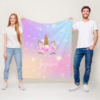 Personalisierte magische Einhorndecke für Mädchen Fleecedecke