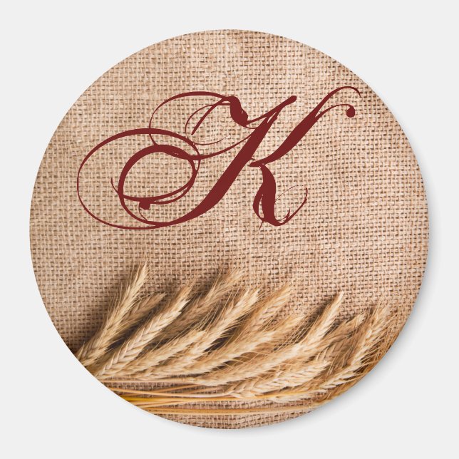 Personalisierte Magnet-Weize auf Burlap-Sack-Land  Magnet (Vorne)