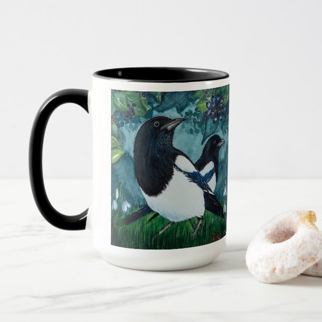 Personalisierte Magpie-Kaffee-Tasse Tasse (Mit Donut)